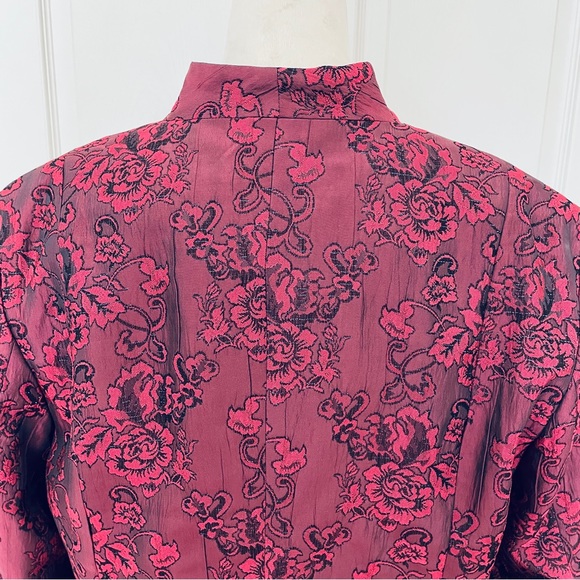 Coldwater Creek red black rose floral blazer jacket size 16 - Picture 10 of 13
